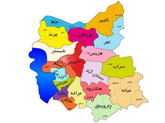 نقشه تبریز نقشه آذربایجان شرقی east azarbaijan tabriz map