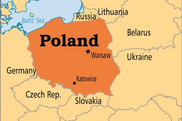 Poland map in europe نقشه لهستان
