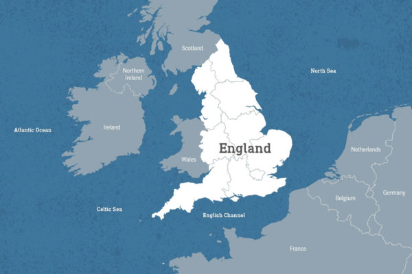 England map in UK نقشه انگلیس