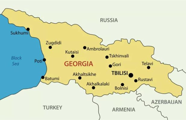 Georgia map in europe نقشه گرجستان