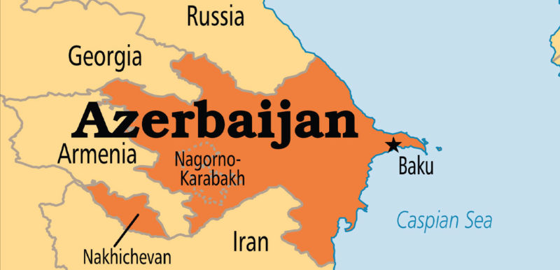 Azerbaijan map in Asian نقشه آذربایجان
