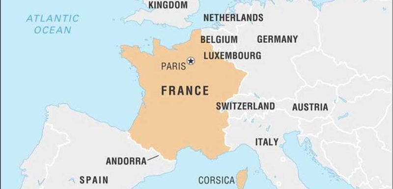 France map in europe نقشه فرانسه