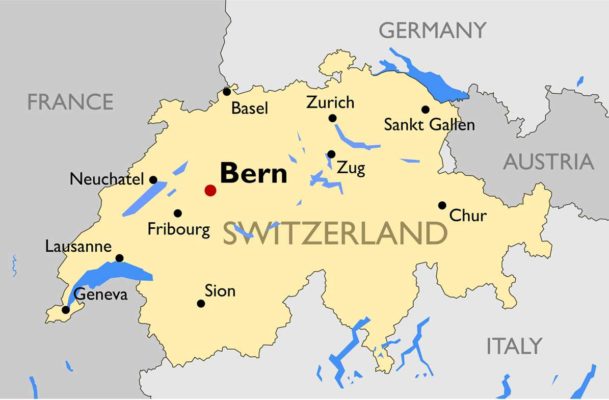  Switzerland map in europe نقشه سوئیس 