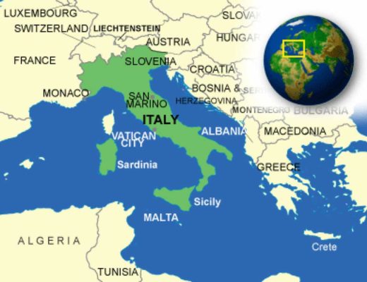 نقشه ایتالیا Italy Map in Europe